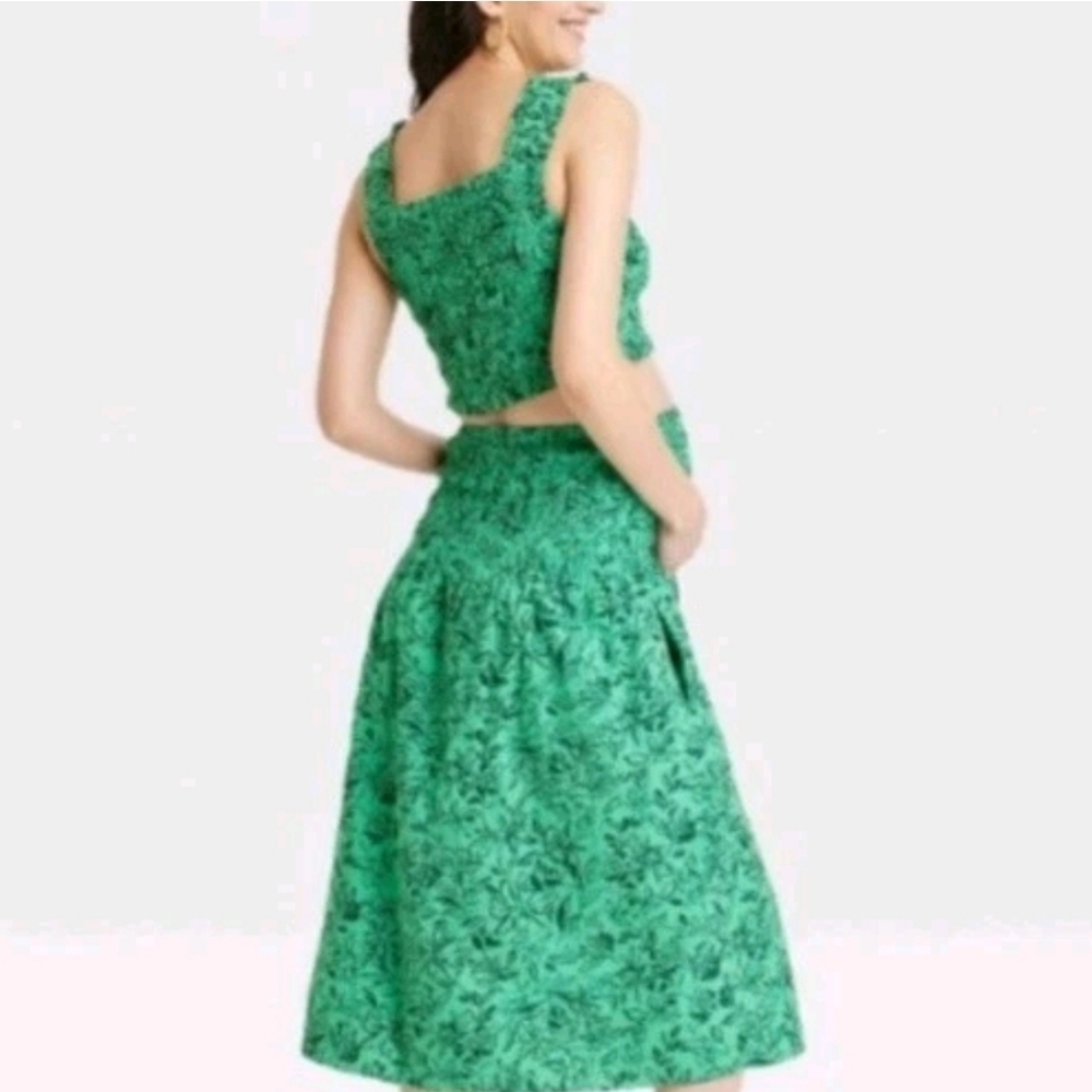 Ingrid And Isabel Maternity Two Piece Set Crop Top Midi Skirt Smocked Floral, L - Picture 6 of 16